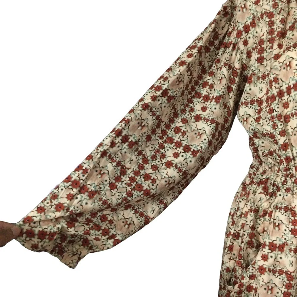 Symmetry Kaleidoscope Geometric Flowy‎ 100% Cotton Jumpsuit Nwt